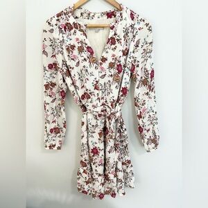 Spring Loft Long Sleeve White Floral Dress